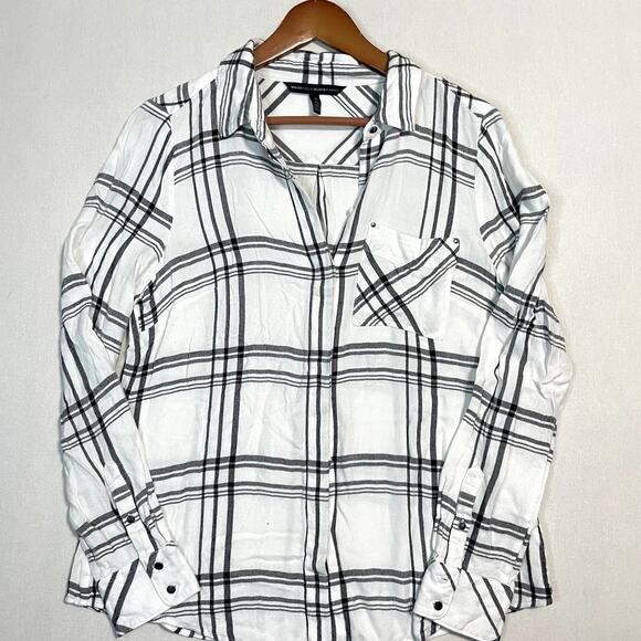 White House White‎ & Black Market Plaid Button-Down Shirt Blouse Tunic - Size 10 - Picture 2 of 7